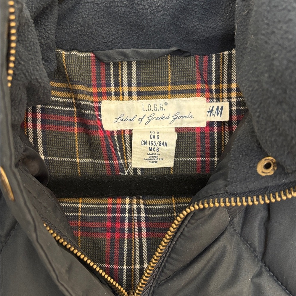 H&M L.O.G.G. Navy Hooded Puffer Vest - Picture 5 of 7